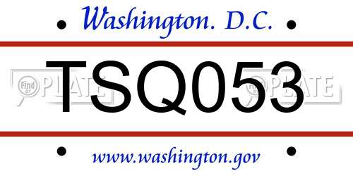 TSQ053 District Of Columbia License Plate