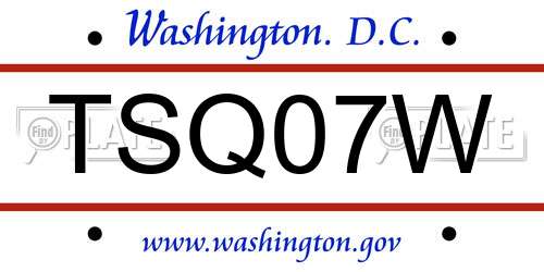 TSQ07W District Of Columbia License Plate