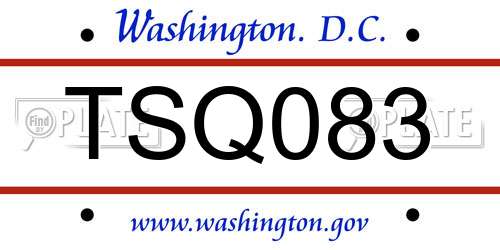 TSQ083 District Of Columbia License Plate