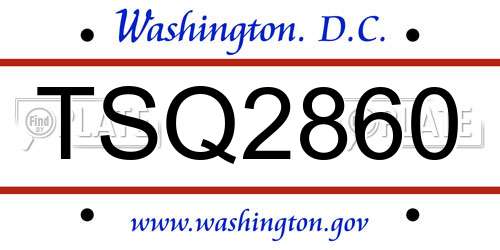TSQ2860 District Of Columbia License Plate