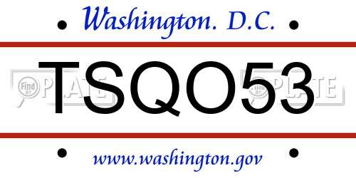 TSQO53 District Of Columbia License Plate
