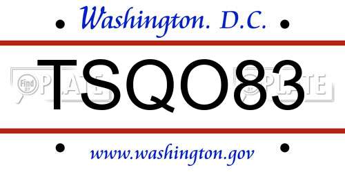 TSQO83 District Of Columbia License Plate