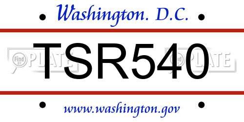 TSR540 District Of Columbia License Plate