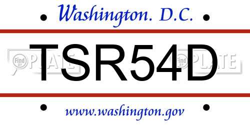 TSR54D District Of Columbia License Plate