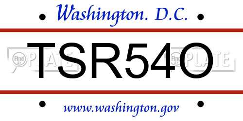 TSR54O District Of Columbia License Plate
