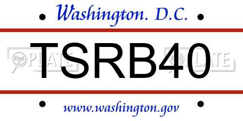 TSRB40 District Of Columbia License Plate