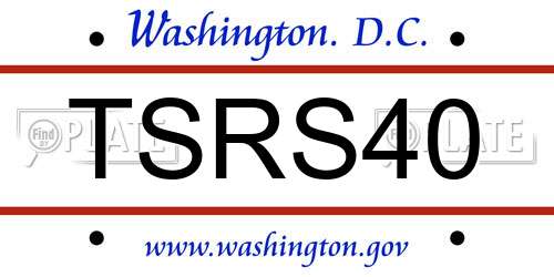 TSRS40 District Of Columbia License Plate