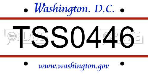 TSS0446 District Of Columbia License Plate