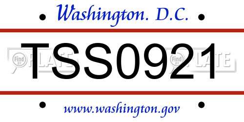 TSS0921 District Of Columbia License Plate
