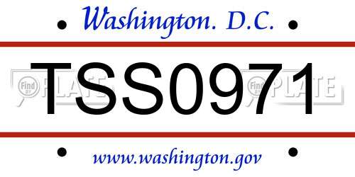 TSS0971 District Of Columbia License Plate