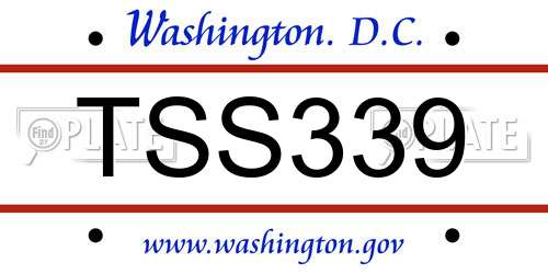 TSS339 District Of Columbia License Plate