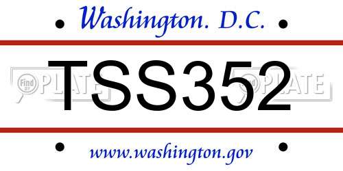 TSS352 District Of Columbia License Plate
