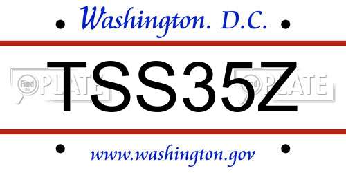 TSS35Z District Of Columbia License Plate