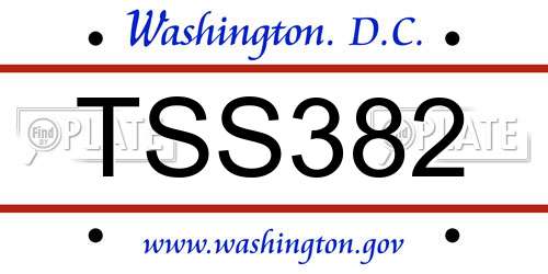 TSS382 District Of Columbia License Plate