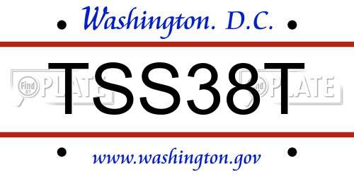 TSS38T District Of Columbia License Plate