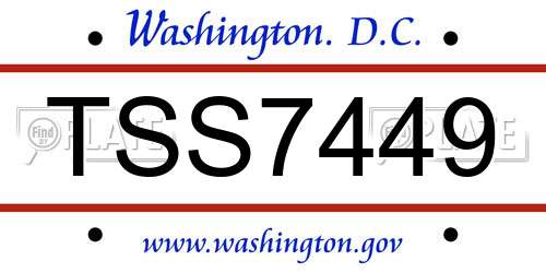 TSS7449 District Of Columbia License Plate