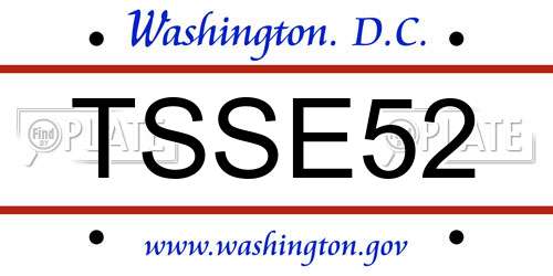 TSSE52 District Of Columbia License Plate