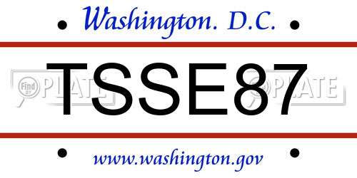 TSSE87 District Of Columbia License Plate