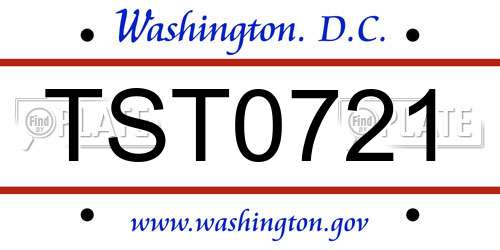 TST0721 District Of Columbia License Plate