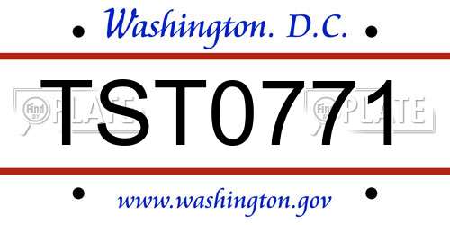 TST0771 District Of Columbia License Plate