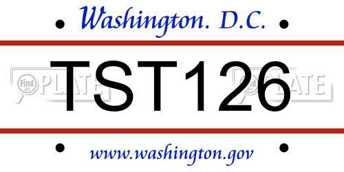 TST126 District Of Columbia License Plate