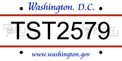 TST2579 District Of Columbia License Plate