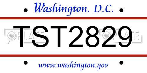 TST2829 District Of Columbia License Plate