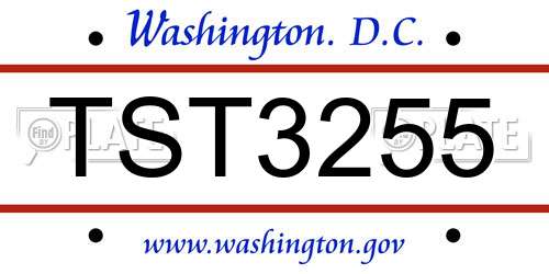 TST3255 District Of Columbia License Plate