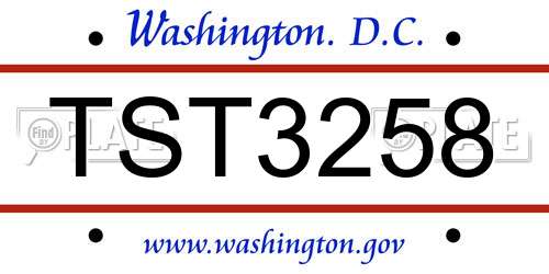 TST3258 District Of Columbia License Plate