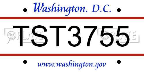 TST3755 District Of Columbia License Plate