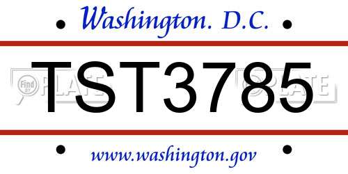 TST3785 District Of Columbia License Plate