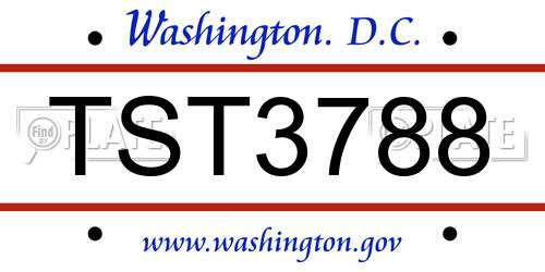 TST3788 District Of Columbia License Plate