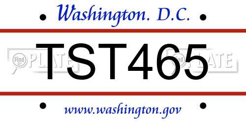 TST465 District Of Columbia License Plate