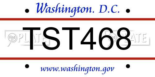 TST468 District Of Columbia License Plate