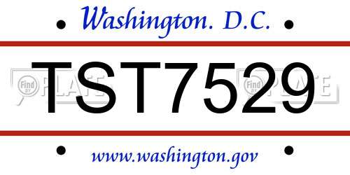 TST7529 District Of Columbia License Plate