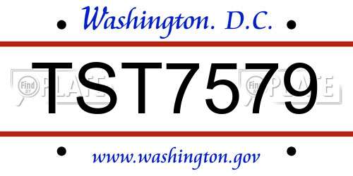 TST7579 District Of Columbia License Plate