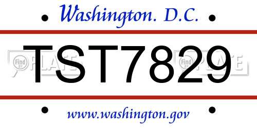 TST7829 District Of Columbia License Plate