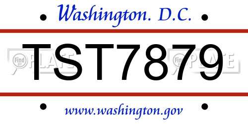 TST7879 District Of Columbia License Plate