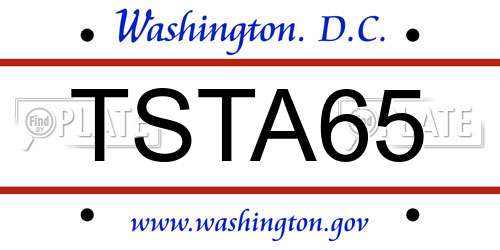 TSTA65 District Of Columbia License Plate
