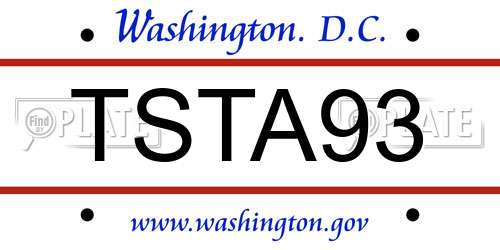 TSTA93 District Of Columbia License Plate