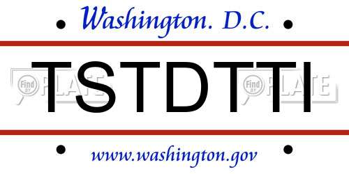 TSTDTTI District Of Columbia License Plate