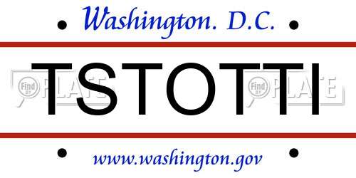 TSTOTTI District Of Columbia License Plate