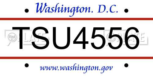 TSU4556 District Of Columbia License Plate