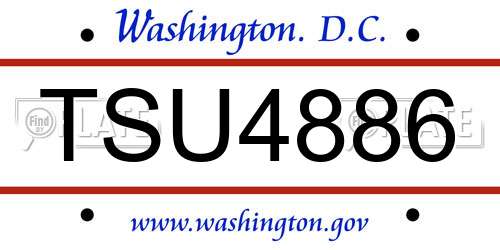 TSU4886 District Of Columbia License Plate