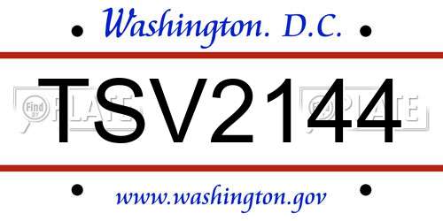 TSV2144 District Of Columbia License Plate