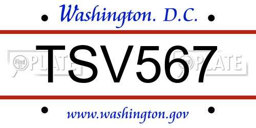 TSV567 District Of Columbia License Plate