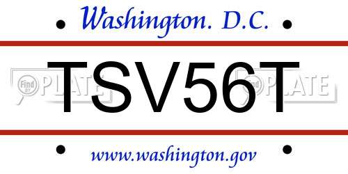 TSV56T District Of Columbia License Plate