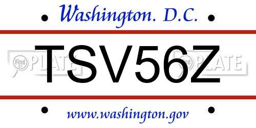 TSV56Z District Of Columbia License Plate