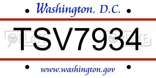 TSV7934 District Of Columbia License Plate