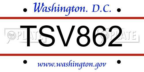 TSV862 District Of Columbia License Plate